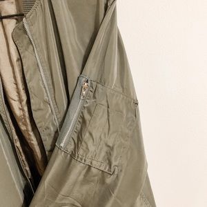 Army Green Long Bomber Jacket